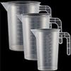 Qikaara Set di 3 misurini in plastica con manico e grammi, scala 250 + 500 + 1000 ml, resistente al calore, misurino di precisione per detersivi, cucina, cura dell'auto, scala fine per alimenti (trasparente)