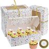 ChuerTech Scatole per Cupcake 6 Inserti, 15 Pack Scatole per Pasticceria + Nastro(22M), Cupcake Box in Carta con Finestra Trasparente, Scatole per Mini Torte, Pasticcini, Biscotti, Torte, Torte, Cupcakes