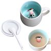 YEAPEAK Tazza Da Caffè Dolce Con Mucca 3D in Ceramica - Regalo Animale, Tazza Da Tè 350 Ml Con Cucchiaio