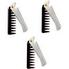 Healeved 3 Pezzi Pettine Per Con Manico in Acciaio Inossidabile Pettine Per Lo Styling Da Uomo Denti Stretti Massaggio Portatile Accessori Per Parrucchieri Per Papà