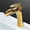 SHUNLI Rubinetto Lavabo Cascata Dorato, SHUNLI Design Elegante Rubinetto Bagno, Miscelatore Lavabo Rubinetteria in Ottone, Acqua Calda e Fredda Disponibile