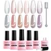 AIMEILI Smalto Cat Eye Semipermanente per Unghie Set Smalto Magnetico in Gel Lampada UV LED Unghie Nail Polish Gift Set 62, 6x8ML