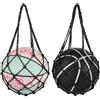 RSYHVG 2 pezzi Borsa a rete per pallacanestro, borsa per palloni da calcio, borsa in nylon per il trasporto di palloni da calcio, borsa a rete portatile per pallavolo, calcio, basket, nero