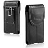 Hengwin Porta Cellulare da Tasca, Custodia a Cintura per Smartphone, Marsupio in Vera Pelle Portafoglio per iPhone 16 15 14 13 12 11 Pro Max/Plus, Samsung S25 S24 S23 S22 S21 S20 Ultra
