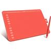 HUION Graphics Tablet HS611-Coral Red, 10 x 6 Pollici, Dotato di Tasti Multimediali e Touch Bar, 10 Pulsanti Programmabili, Compatibile con Windows/MacOS/Android
