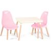 B. Spaces - Set tavolo e sedie per bambini - 1 tavolo per l'artigianato e 2 sedie per bambini - Gambe in legno naturale - Mobili per bambini, Rosa e Avorio - 3 anni+ (BX2041C1Z)