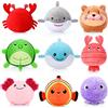 Harrycle 9 Mini Animali di Peluche Oceanici Sfusi 8 cm Simpatici Animali Marini di Peluche Morbido Peluche di Vita Marina per Bambini Ragazzi Decorazioni per Compleanno Baby Shower Uova di Pasqua