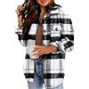 Jhsnjnr Camicie da donna in flanella a quadri oversize a maniche lunghe scozzese con bottoni giacche shacket, Plaid Nero-Bianco, S