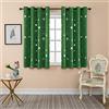 GIRASOLE HOME® Coppia Tende Oscuranti Morbide Fantasia Stelle Argentate Tenda Morbida per Interni con Occhielli 2 Pannelli (Verde, 140x145cm)