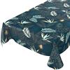 ANRO Tovaglia cerata, tovaglia in tela cerata, lavabile, rotonda, ovale, rettangolare, per interni, esterni, giardino, 140 x 140 cm, motivo foglie oro e blu