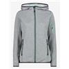 Cmp Woman Jacket Fix Hood Pile Leggero Grigio Melange Donna