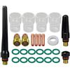 RIVERWELD 26 pezzi TIG Stubby Gas Lens 17GL332 10N24S 2,40 mm Coppa isolata #12 13/16 Isolante TIG 17GLG20 TIG Tappo posteriore 57Y02 57Y04 Kit assortito per SR WP 17 18 26