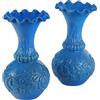 Coppia di Vasi Antichi in Vetro Lattimo Azzurro XIX-XX Secolo