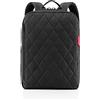 Reisenthel classic backpack M rhombus black - zaino sofisticato, design moderno con dorso in rete - base rettangolare per la stabilità, Couleur:rhombus black