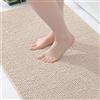 Homaxy Tappeto da bagno in ciniglia, antiscivolo, morbido, assorbente, per il bagno, 40 x 60 cm, colore: beige