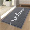 Homaxy Welcome, zerbino per interni ed esterni, antiscivolo, lavabile, per porta di casa, ingresso, giardino (44 x 76 cm, grigio)