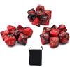 DollaTek Dadi poliedrici Set Giochi da Tavolo Dadi 3 Set Dadi 3 x 7 (21 Pezzi) Serie Die D20 D12 D10 D8 D6 D4 Dadi DND DND Rpg MTG Doppi Colori One Piece (Nero e Rosso)