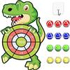 DQMOON Giochi da Giardino Esterno per Bambini 3 4 5 6 7 8 Anni, 76 cm/30 Pollici -12 Palline Adesive Dinosauro Giocattolo per Freccette Bersaglio Regalo Bambino Natale Compleanno 4-9 Anni