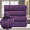 GC GAVENO CAVAILIA Set di asciugamani da bagno grandi, in cotone egiziano altamente assorbente, confezione da 4 asciugamani da bagno extra morbidi e grandi, viola, asciugamani lavabili da 450 g/m², 75 x 135 cm