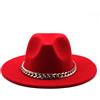 ZPLMIDE Cappello invernale unisex Fedora a tesa larga in feltro Panama, vintage classico Panama Jazz Fedora per uomo donna cappello da cowboy cappello da sole, Rosso, M(56/58 cm)