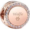 Pandora Charm a bottone scintillante inciso, in lega di metallo placcato oro rosa con zirconi, compatibile Moments, 788747C01, 7,4 x 11,6 x 11,6 mm, Oro rosa, Nessuna pietra preziosa