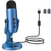 Zealsound Microfono USB, microfono per PC e telefono, *Phone, Mac Laptop, PS4/5, Plug&Pluy, Riduzione del rumore, microfono a condensatore, gaming, registrazione, podcast, streaming, ASRM (blu)
