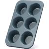 Monfish Stampo per 6 muffin, in acciaio al carbonio, rivestimento antiaderente, 8,9 cm, blu roy