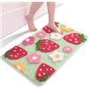 QJHOMO Tappeto da bagno verde fragola, antiscivolo, lavabile, colorato, in morbida microfibra, assorbente, per bagno, 45 x 65 cm