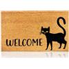 AMARU DOOR MATS Zerbino Gatto Nero Fibra di Cocco - 70x40cm Zerbino Ingresso Casa con Superficie Antiscivolo in PVC - Per Corridoi, Porte Esterne - Design Minimalista