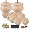 Btowin 3 gambe da 7,6 cm in legno grezzo, 4 gambe per mobili in legno massello con bulloni filettati da 5/16, piastra di montaggio e viti per divano, mobile TV, comò loveseat