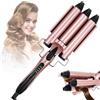 HyAdierTech Ferro Arricciacapelli, 3 Tubi Piastra Capelli Onde, Ceramica Piastra Arricciacapelli con Riscaldamento Rapido PTC, Temperatura Regolabile 150 ℃-210 ℃, 25mm, per Capelli Lunghi/Corti