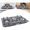 Yunrux, fornello a gas a cinque fibre, 77 x 51 x 7 cm, in acciaio inox, a gas da incasso, a risparmio energetico, per cucina, campeggio e camper