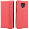 HualuBro Cover per Xiaomi Redmi Note 9S/9 PRO - Flip Cover a Libro in Retro PU Pelle Magnetica Antiurto Portafoglio Custodia (Rosso)