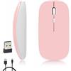 iSTYLE Mouse Senza Fili Ricaricabile, Bluetooth e 2.4GHz con Mini Ricevitore USB, 1600 DPI Tracciamento Ottico, Mouse Silenzioso per Mac, PC, iPad, Laptop, Tablet (Rosa)