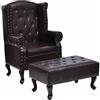 vidaXL Poltrona Chesterfield in Similpelle Marrone Anticato Seggiola Cabriolet