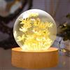 YATOSEEN Lampada a Sfera di Cristallo con Fiore Perpetuo, Luce Notturna D'Atmosfera da 6 cm con Base in Legno, Regalo di Decorazione per la Scrivania per la festa della mamma