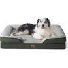 Bedsure Cuccia Ortopedica Lavabile Per Cani Grandi, 106x80cm, Verde scuro | Divano in morbida flanella con schiuma ortopedica bugnata, fodera impermeabile, rivestimento lavabile e fondo antiscivolo