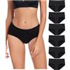 wirarpa Mutande Donna Cotone Vita Media Comode Slip Elasticizzato Intimo di Base Pacco da 6 Nero,Grigio,Blu Scuro,Grigio Chiaro,Bianco,Beige Taglia M