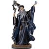 DRW Figura mago blu con palla in mano e bastone resina dipinta a mano 40 cm