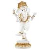DRW Figura Ganesha su una Gamba Bianca e Oro Resina Dipinta a Mano 32 cm