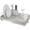 Joseph Joseph Extend, scolapiatti espandibile in acciaio con portaposate rimovibile, beccuccio di drenaggio girevole, Beige/Acciaio