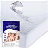 GC GAVENO CAVAILIA Coprimaterasso matrimoniale in spugna, impermeabile, anallergico e resistente, in policotone, per letto matrimoniale (140 x 190 + 30 cm), bianco