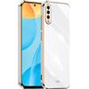 HONLEN Custodia per Samsung Galaxy A7 2018 (6 Inches), Cover Morbida in Silicone TPU, Design del Telaio Galvanico - Bianco