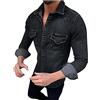 LOIJMK Camicia per il tempo libero da uomo, a maniche lunghe, slim fit, giacca di jeans da uomo, per attività all'aria aperta, vestibilità normale, per le mezze stagioni, per il tempo libero,