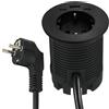 Electraline 62588 Multipresa Scrivania/Presa da Incasso Grommet Con Power Delivery 25W, 2 USB (Tipo C e A), HUB USB-C 2M, D60mm, Presa Schuko + Spina Schuko