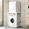 NWRYSM Supporto Asciugatrice Sopra Lavatrice Mobile Porta Lavatrice e Asciugatrice a Colonna Mobile Lavatrice Asciugatrice Regolabile in Altezza per Bagno Cucina Balcone (Noce, Cornice Bianca)