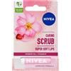 NIVEA Scrub labbra 2 in 1 con olio di rosa canina (5,5 ml), scrub labbra + vitamina E, scrub labbra esfoliante, balsamo per labbra + particelle naturali di peeling effetto esfoliante