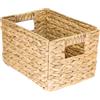 HMF Cestino portaoggetti HMF intrecciato in giacinto d'acqua, cestino decorativo con manici per riporre oggetti in bagno, cucina e zona giorno | Dimensione M | 32 x 23 x 20 cm | Naturale