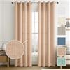 MIULEE Tende Lino con Anelli Effetto Lino Soggiorno Moderna Tenda Voile Semitrasparenti Naturale 2 Pezzi, 140 x 160 cm Beige-Rosa