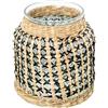 DRW Vaso di vetro con decorazione Erba di mare naturale e nero 18x18x20 cm
